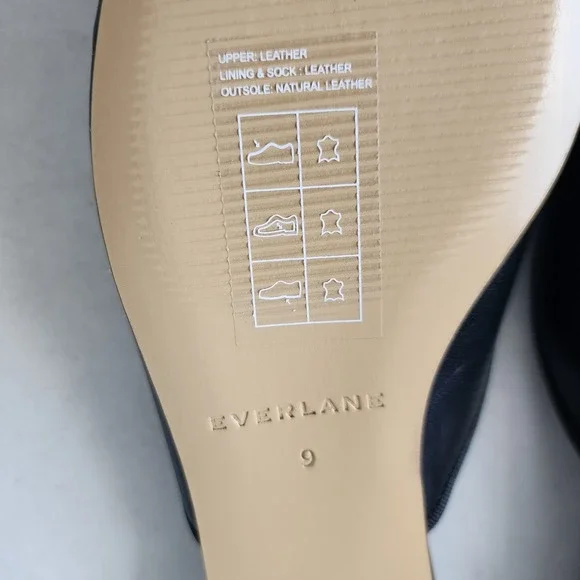 Everlane Ballet Mule Flats Womens Size 9 Leather Black Square Toe Shoes Bow NIB - Picture 8 of 13